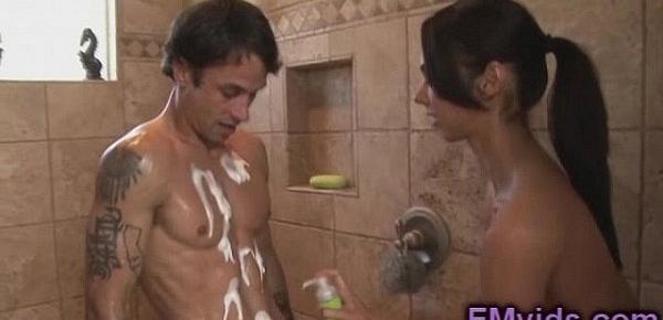  Tiffany Tyler with horny man under shower